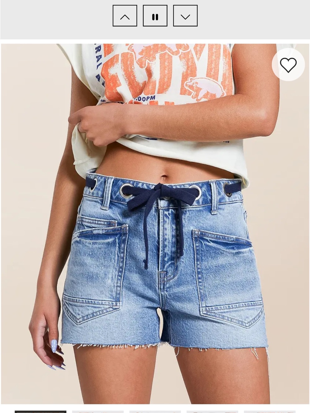 Flying Monkey Light Blue Denim Shorts with Navy Drawstring